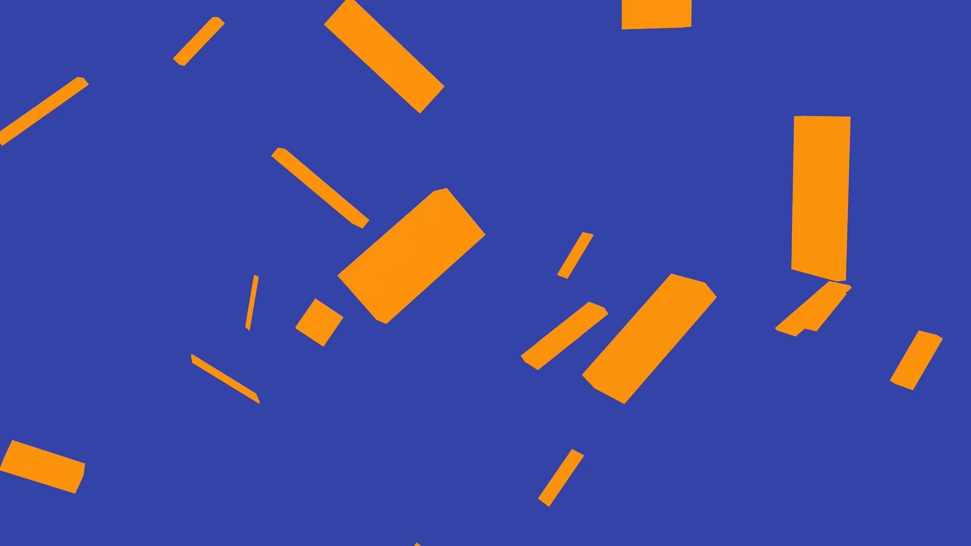 Orange rectangular forms floating on blue from Obvs