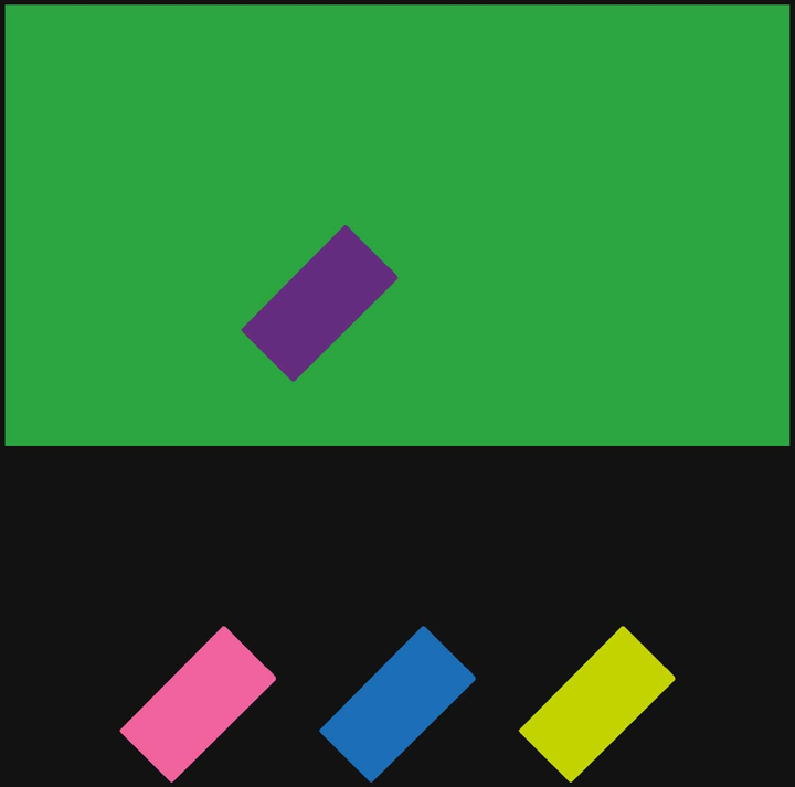 Hold Tight palette study: a dominant colour field, a diagonal rectangular form and three supporting diagonal swatches.