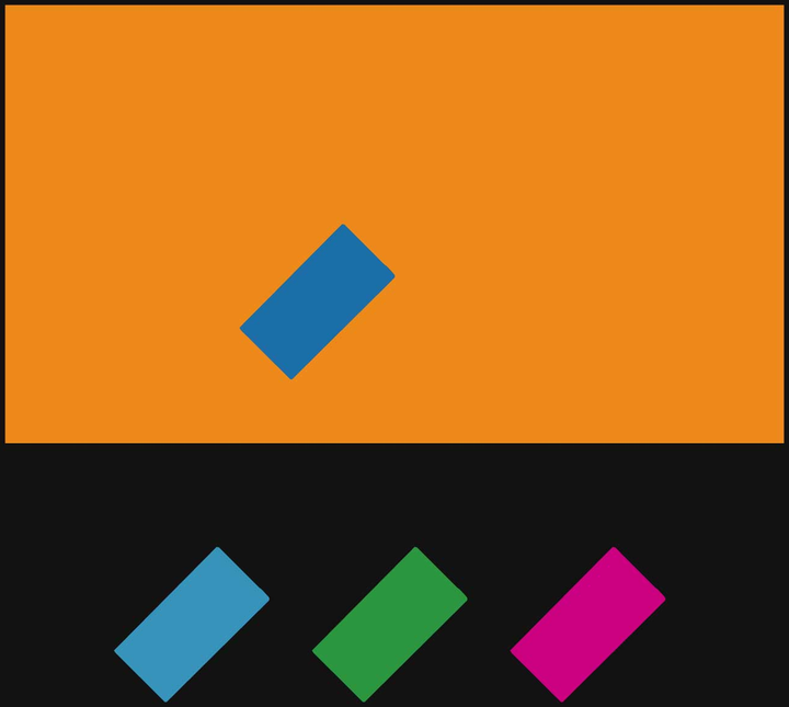 The Rest Is Noise palette study: a dominant colour field, a diagonal rectangular form and three supporting diagonal swatches.