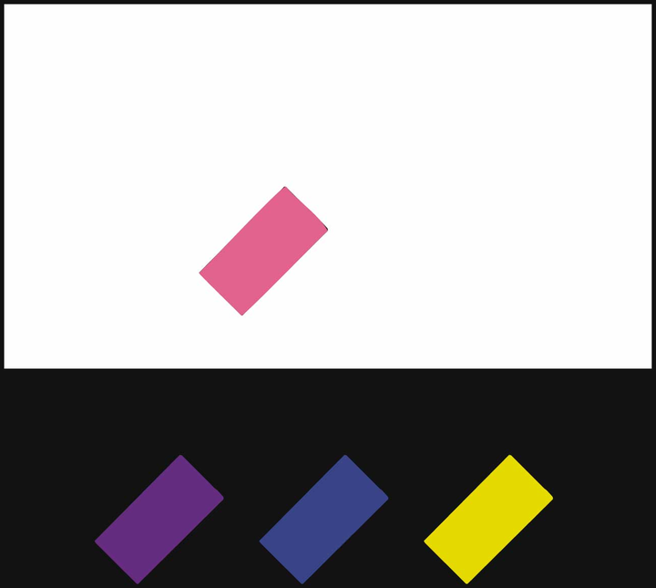 Girl palette study: a dominant colour field, a diagonal rectangular form and three supporting diagonal swatches.
