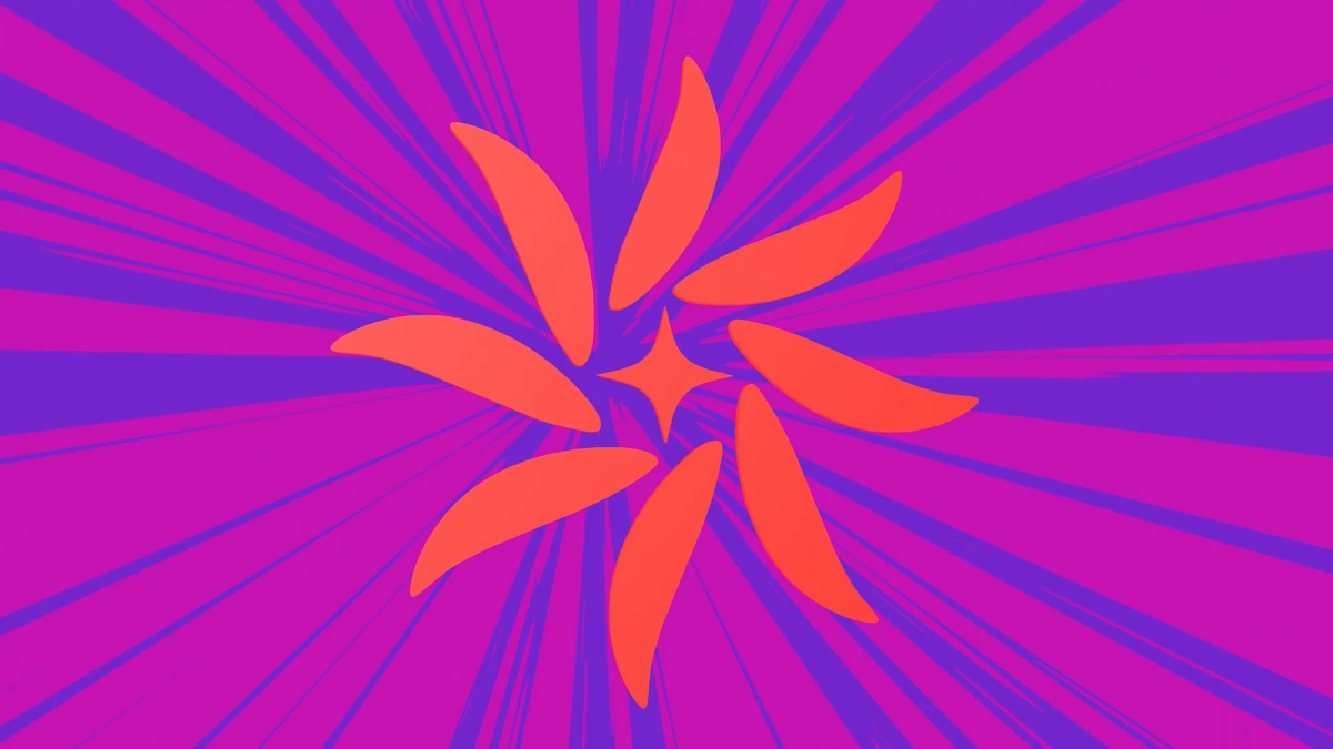 Coral floral geometry over fine pink and purple radial bands