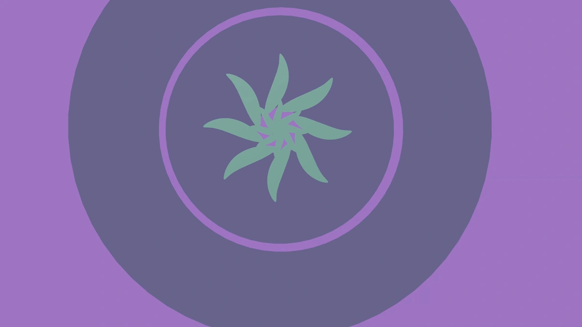 Sage floral form against a muted lavender circular field